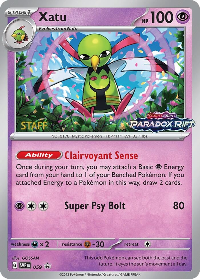 Image for Xatu - 059 (Prerelease) [Staff] (059) [SV: Scarlet & Violet Promo Cards] - Pokemon