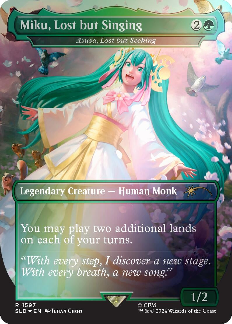 Image for Miku, Lost but Singing - Azusa, Lost but Seeking (Rainbow Foil) (1597) [Secret Lair Drop Series] - Magic: The Gathering