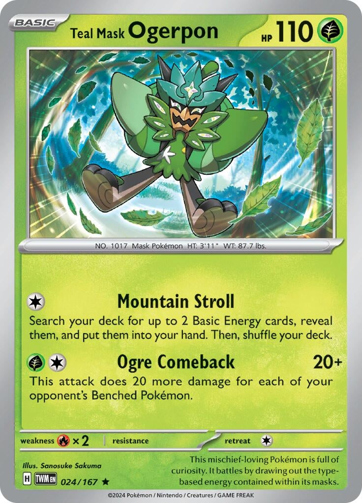 Image for Teal Mask Ogerpon (024/167) [SV06: Twilight Masquerade] - Pokemon