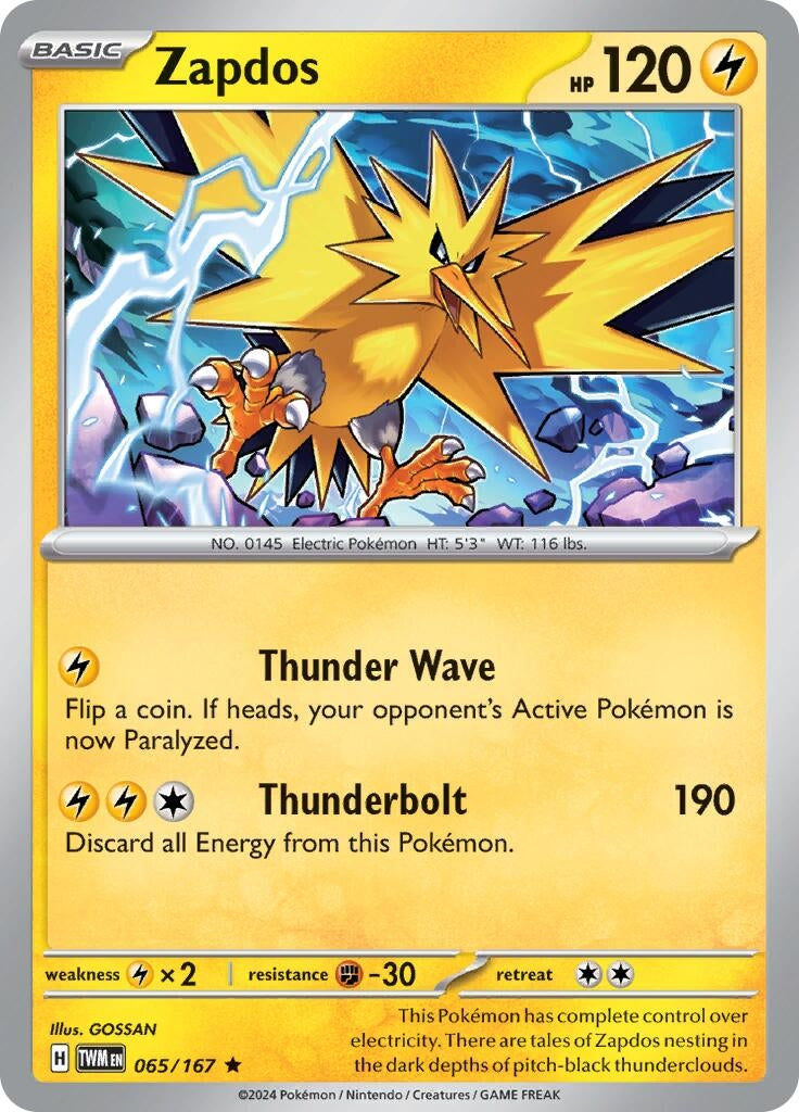 Image for Zapdos (065/167) [SV06: Twilight Masquerade] - Pokemon