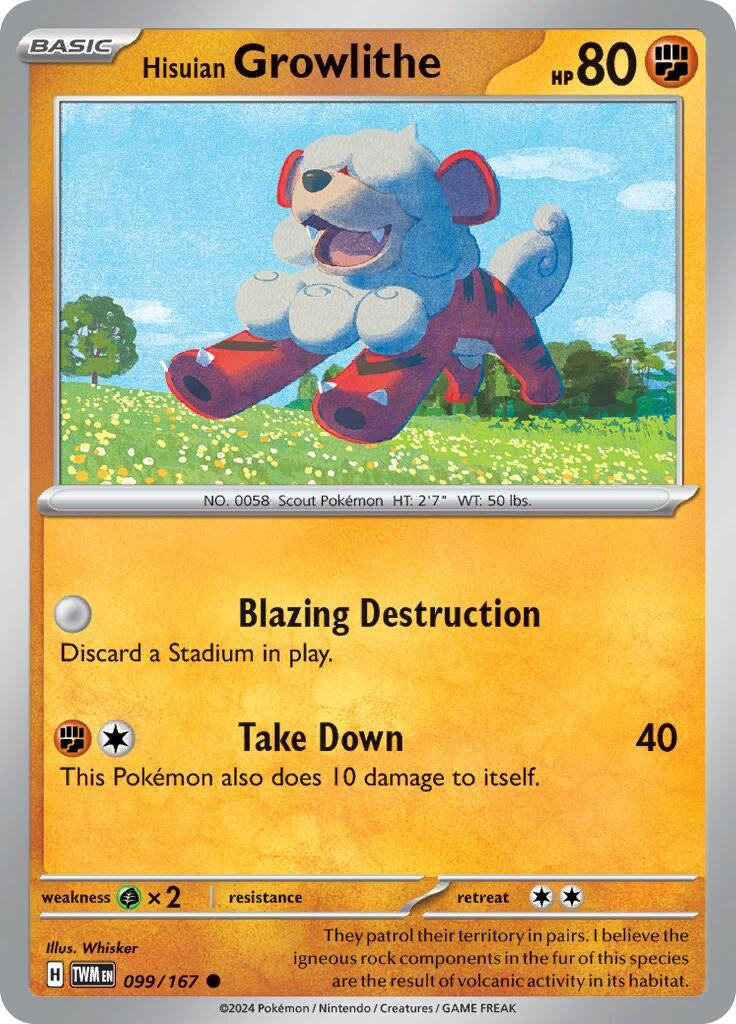 Image for Hisuian Growlithe (099/167) [SV06: Twilight Masquerade] - Pokemon