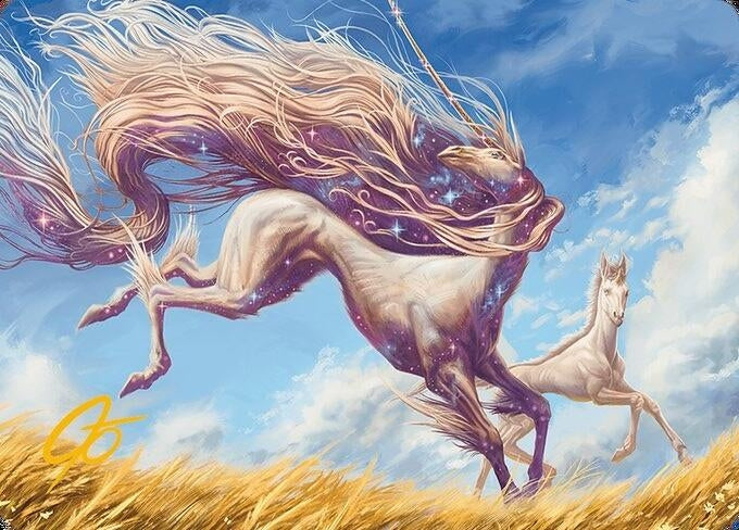 Image for Nyxborn Unicorn Art Card (Gold-Stamped Signature) (1) [Modern Horizons 3] - Magic: The Gathering