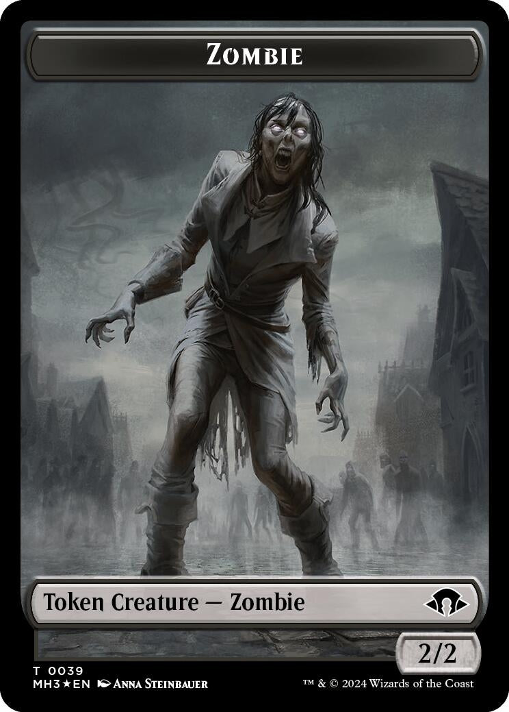 Image for Zombie (Ripple Foil) // Elephant Double-Sided Token (39 // 18) [Modern Horizons 3] - Magic: The Gathering