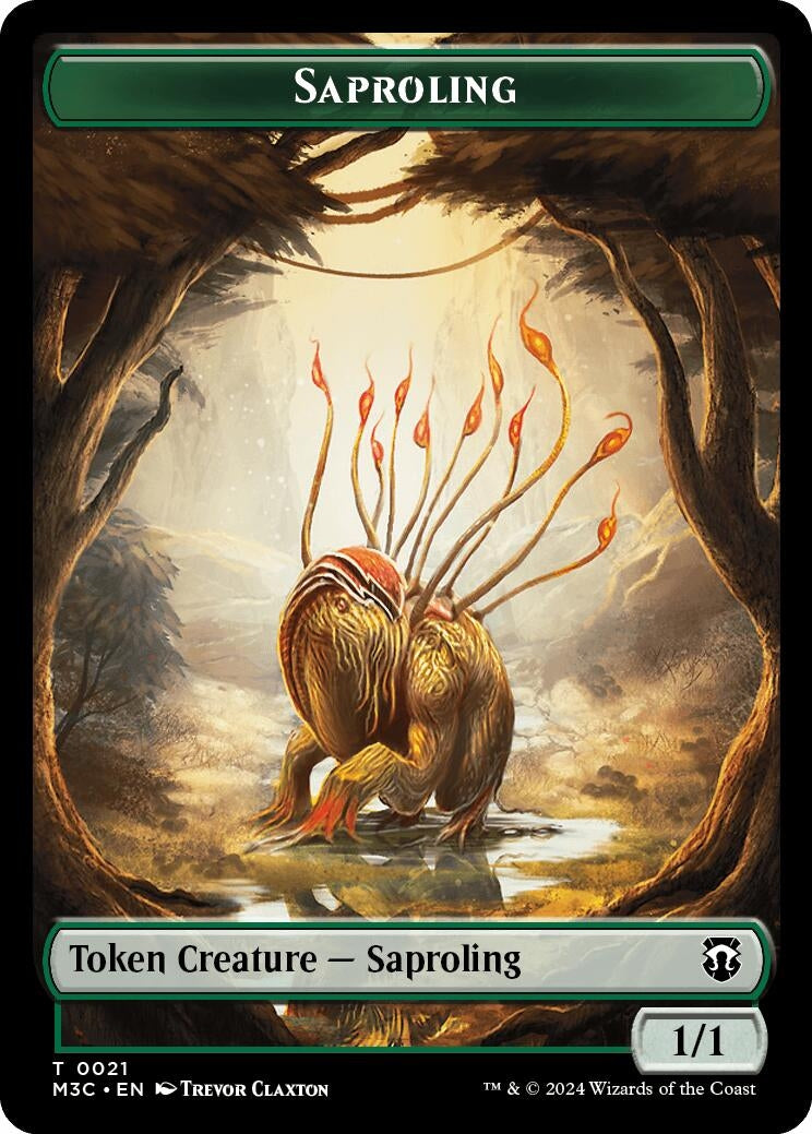 Image for Saproling (Ripple Foil) // Emblem - Garruk, Apex Predator Double-Sided Token (21 // 27) [Modern Horizons 3] - Magic: The Gathering