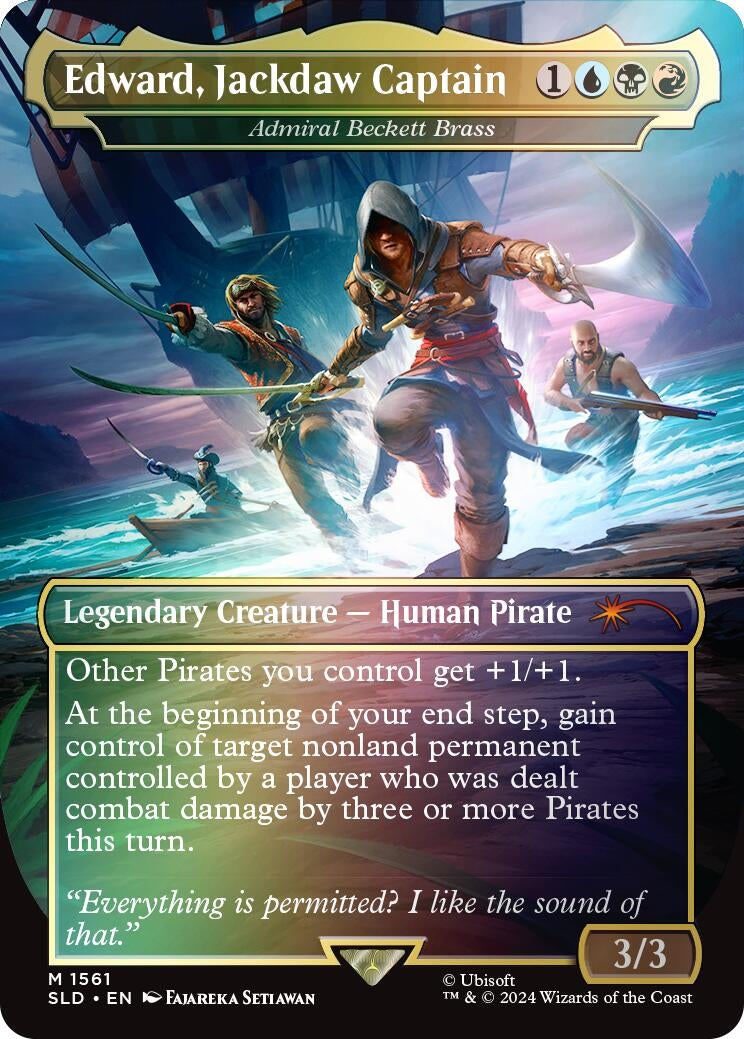 Image for Edward, Jackdaw Captain - Admiral Beckett Brass (Rainbow Foil) (1561) [Secret Lair Drop Series] - Magic: The Gathering