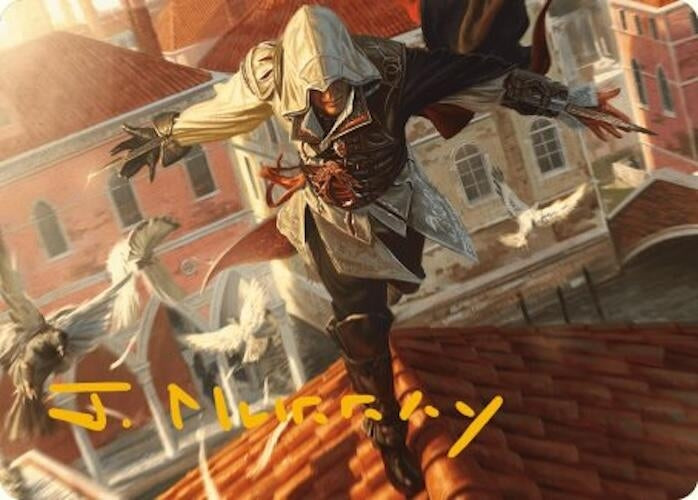 Image for Ezio, Blade of Vengeance Art Card (Gold-Stamped Signature) (19) [Universes Beyond: Assassin's Creed] - Magic: The Gathering