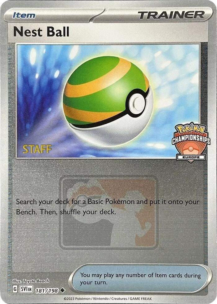 Image for Nest Ball - 181/198 (Europe Championships) [Staff] (181/198) [League & Championship Cards] - Pokemon