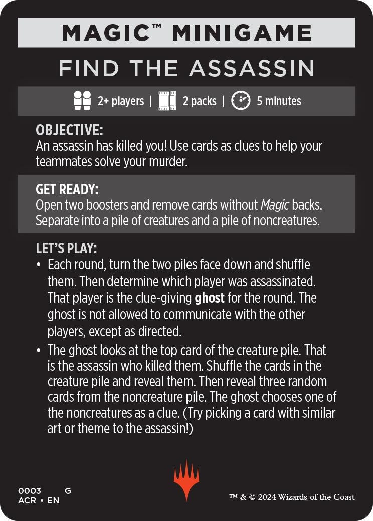 Image for Magic Minigame: Find The Assassin (3) [Universes Beyond: Assassin's Creed] - Magic: The Gathering