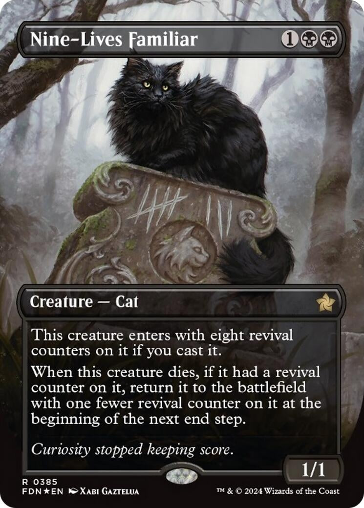 Image for Nine-Lives Familiar (Borderless) (Mana Foil) (385) [Foundations] - Magic: The Gathering
