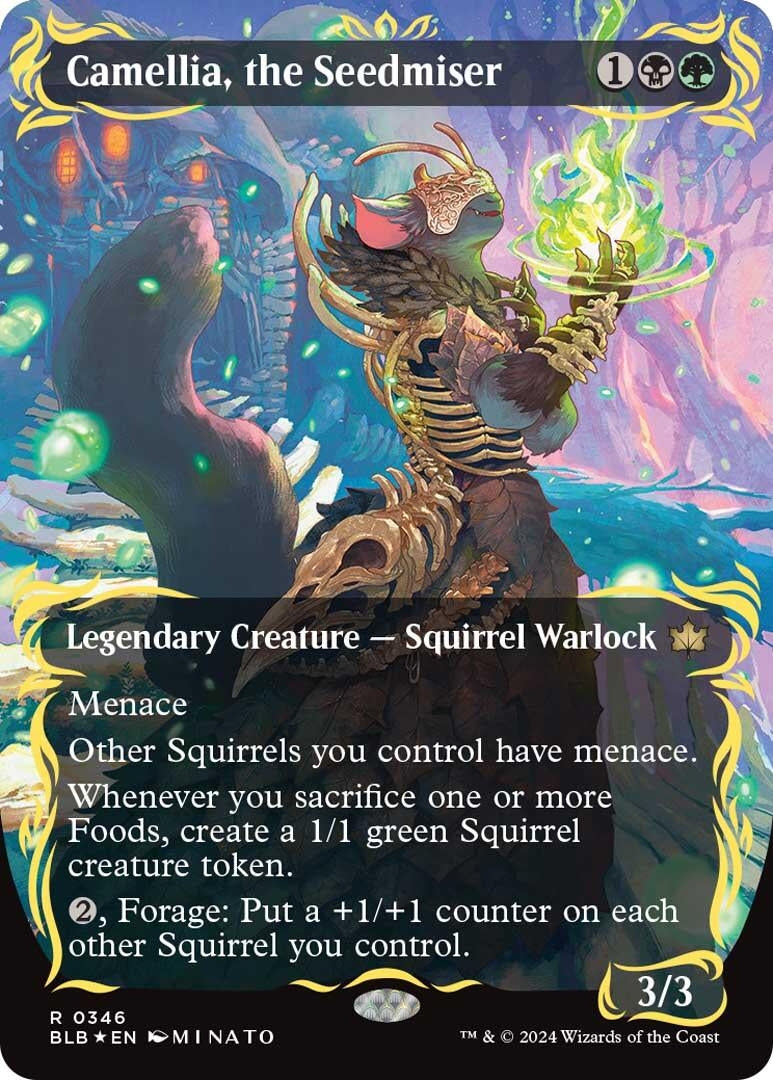Image for Camellia, the Seedmiser (Borderless) (Raised Foil) (346) [Bloomburrow] - Magic: The Gathering
