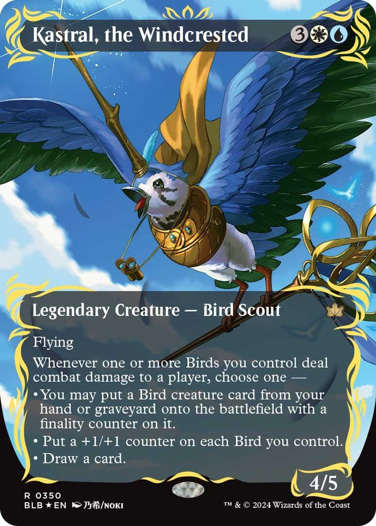 Image for Kastral, the Windcrested (Borderless) (Raised Foil) (350) [Bloomburrow] - Magic: The Gathering