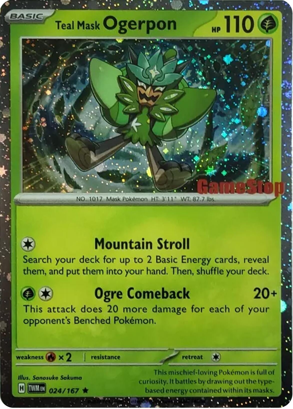 Image for Teal Mask Ogerpon (Cosmos Holo) (Gamestop Exclusive) (024/167) [Miscellaneous Cards & Products] - Pokemon