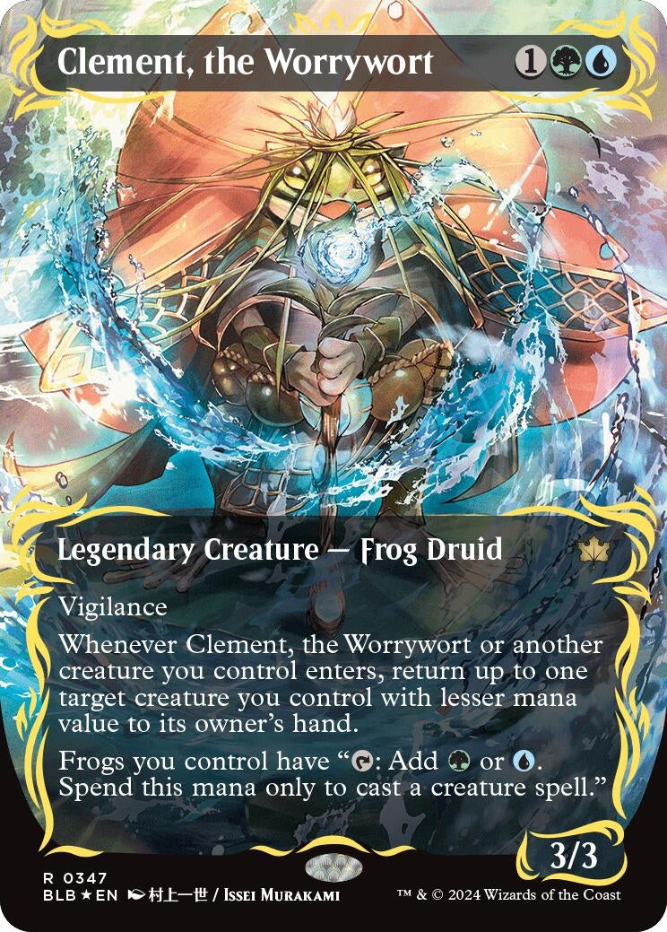 Image for Clement, the Worrywort (Borderless) (Raised Foil) (347) [Bloomburrow] - Magic: The Gathering