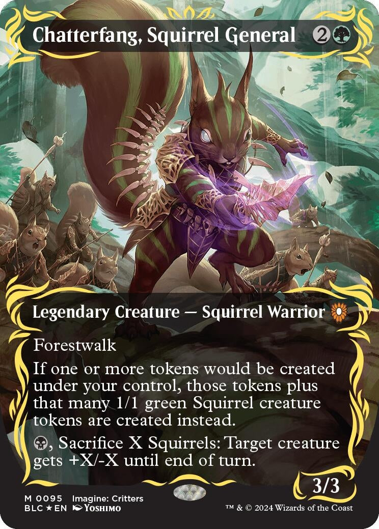 Image for Chatterfang, Squirrel General (Borderless) (Raised Foil) (95) [Bloomburrow] - Magic: The Gathering