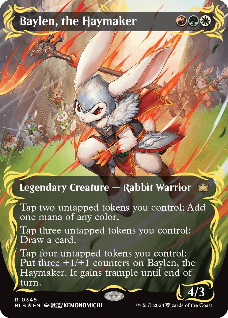 Image for Baylen, the Haymaker (Borderless) (Raised Foil) (345) [Bloomburrow] - Magic: The Gathering