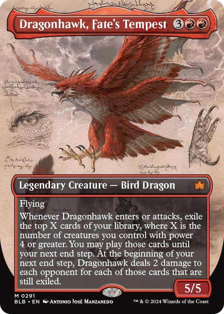 Image for Dragonhawk, Fate's Tempest (Borderless) (291) [Bloomburrow] - Magic: The Gathering