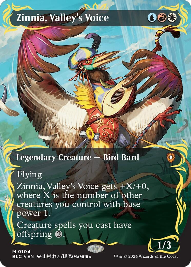 Image for Zinnia, Valley's Voice (Borderless) (Raised Foil) (104) [Bloomburrow] - Magic: The Gathering