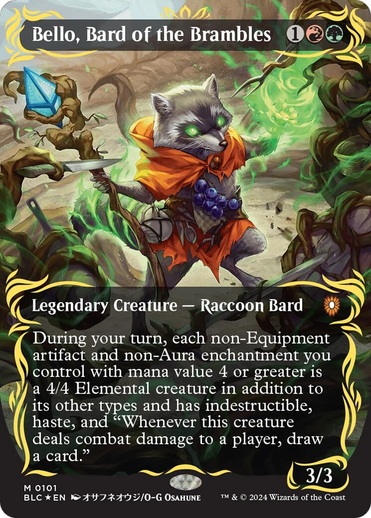 Image for Bello, Bard of the Brambles (Borderless) (Raised Foil) (101) [Bloomburrow] - Magic: The Gathering