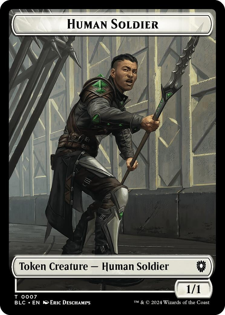 Image for Human Soldier // Wolf (0035) Double-Sided Token (7 // 35) [Bloomburrow] - Magic: The Gathering