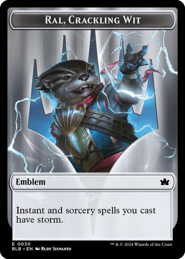 Image for Emblem - Ral, Crackling Wit // Bushy Bodyguard Double-Sided Token (30 // 20) [Bloomburrow] - Magic: The Gathering