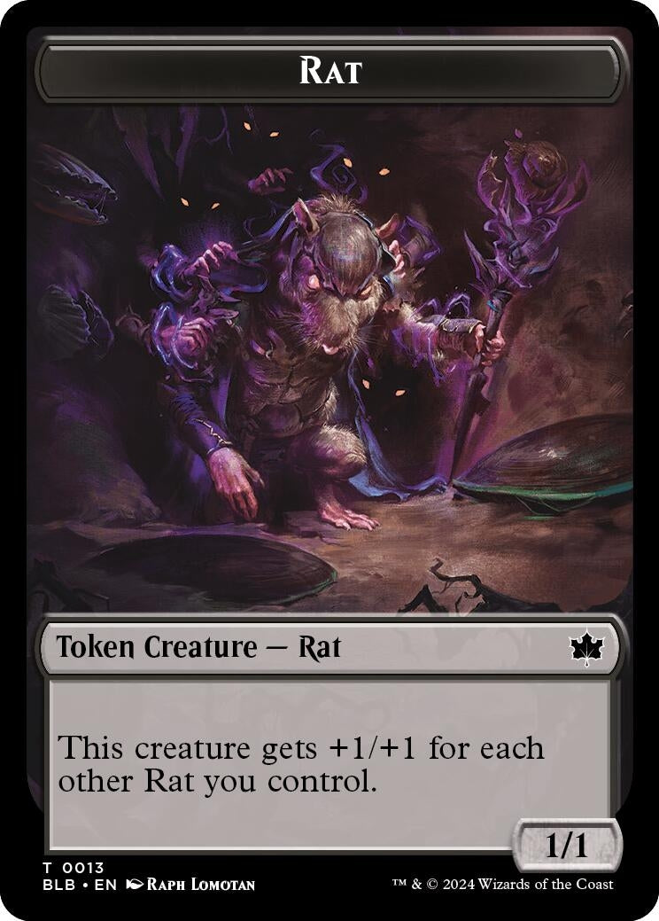 Image for Rat // Splash Lasher Double-Sided Token (13 // 8) [Bloomburrow] - Magic: The Gathering