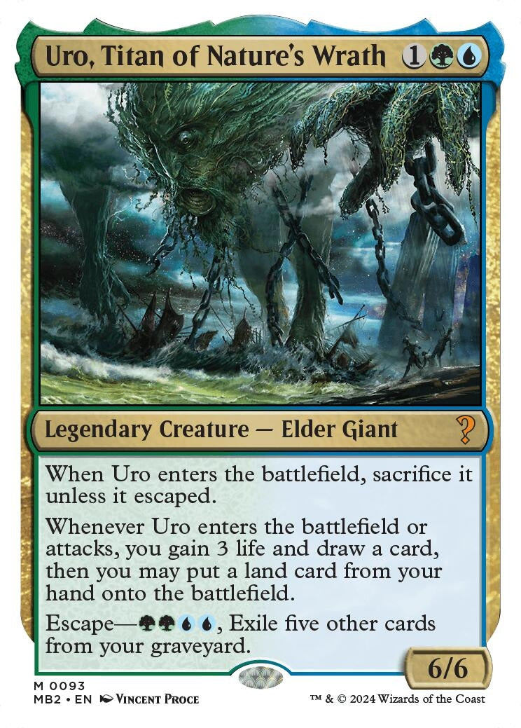Image for Uro, Titan of Nature's Wrath (White Border) (93) [Mystery Booster 2] - Magic: The Gathering