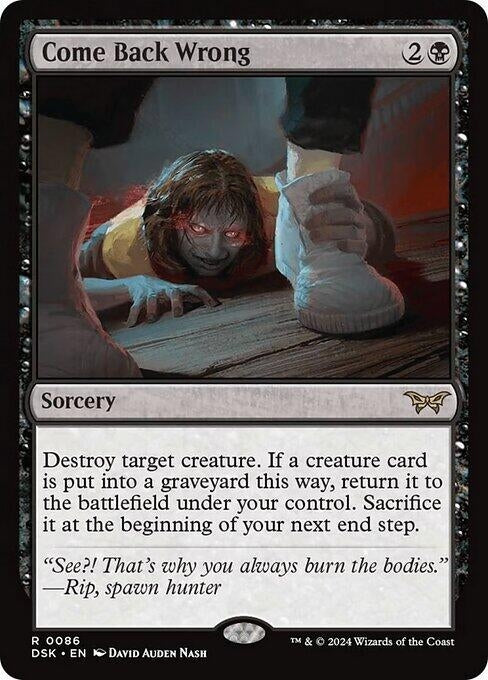 Image for Come Back Wrong (0086) (86) [Duskmourn: House of Horror] - Magic: The Gathering