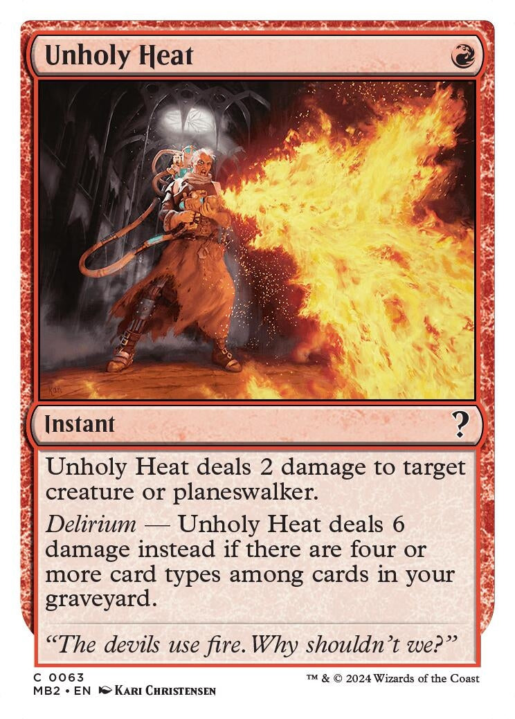 Image for Unholy Heat (White Border) (63) [Mystery Booster 2] - Magic: The Gathering