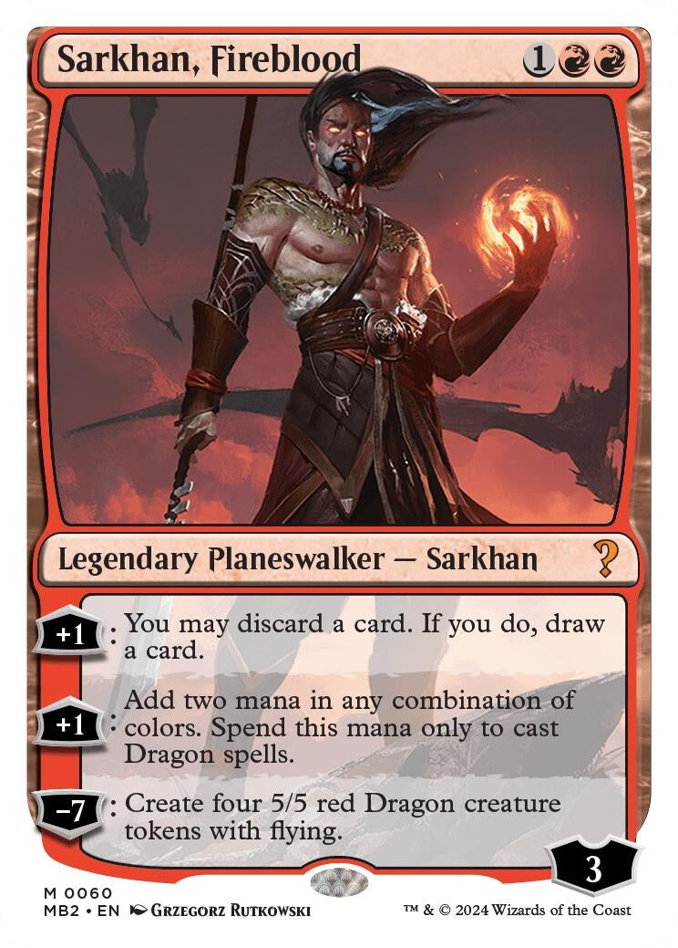 Image for Sarkhan, Fireblood (White Border) (60) [Mystery Booster 2] - Magic: The Gathering
