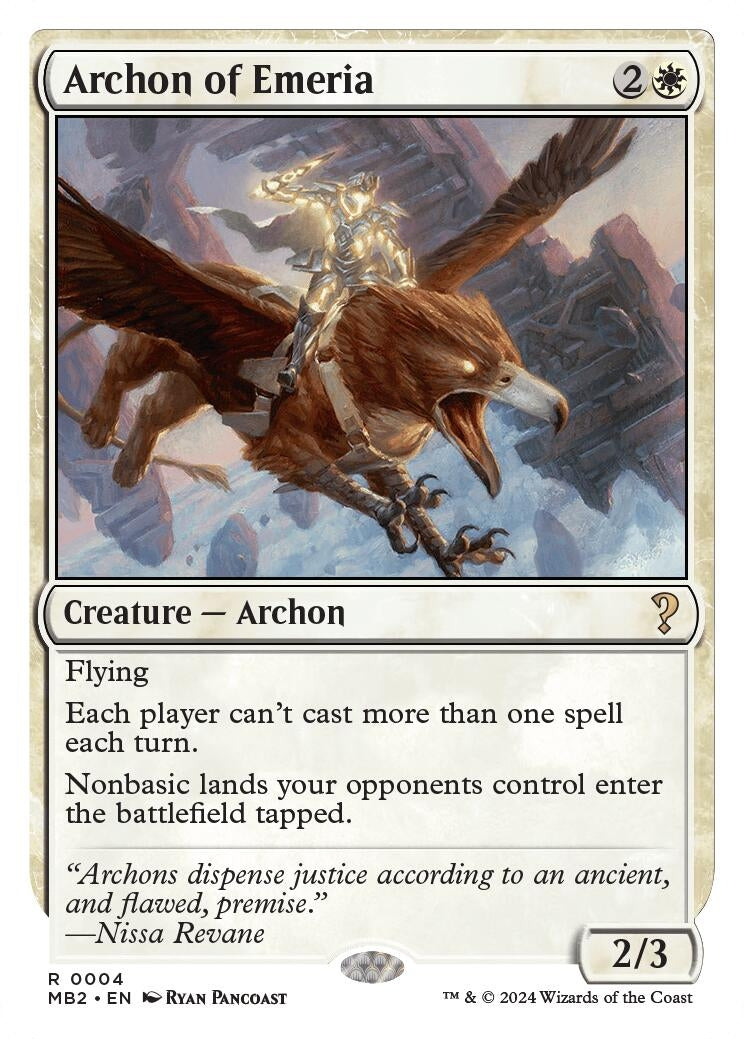 Image for Archon of Emeria (White Border) (4) [Mystery Booster 2] - Magic: The Gathering