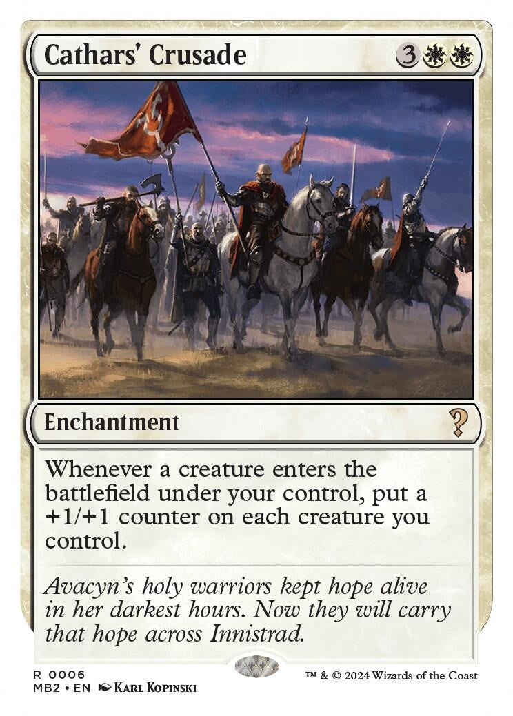 Image for Cathars' Crusade (White Border) (6) [Mystery Booster 2] - Magic: The Gathering