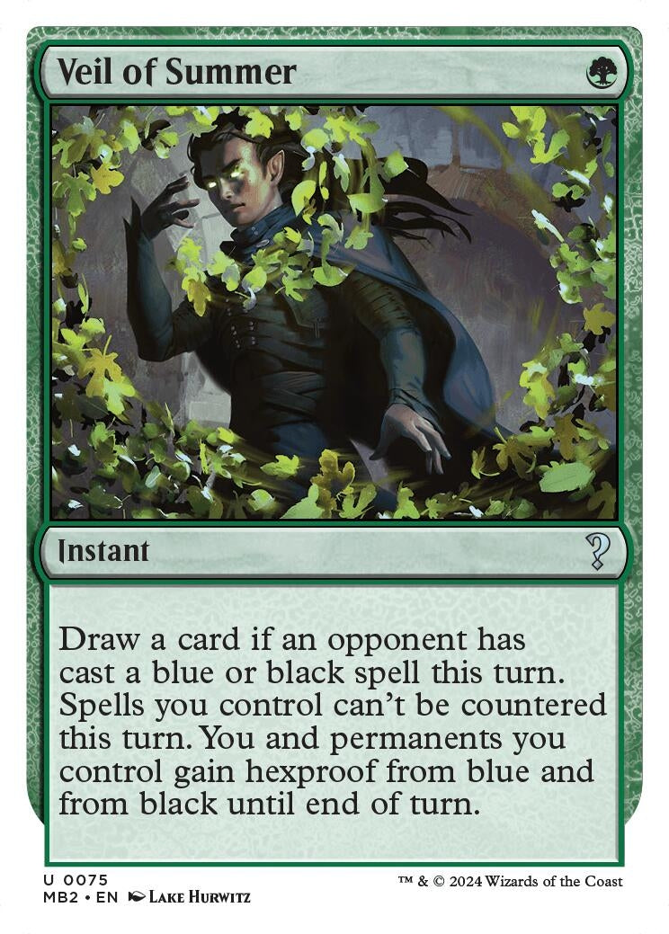 Image for Veil of Summer (White Border) (75) [Mystery Booster 2] - Magic: The Gathering