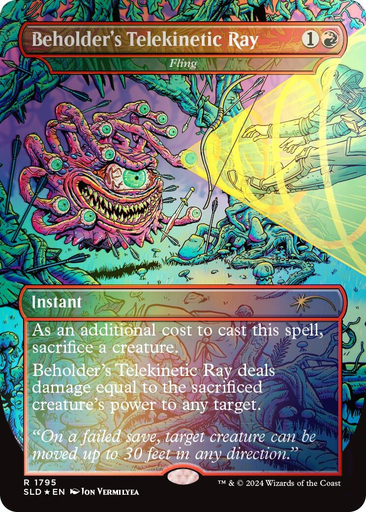 Image for Beholder's Telekinetic Ray - Fling (Rainbow Foil) (1795) [Secret Lair Drop Series] - Magic: The Gathering
