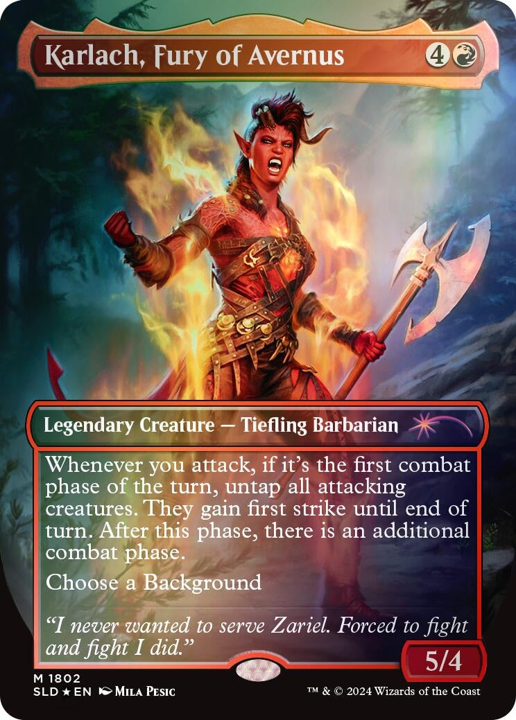 Image for Karlach, Fury of Avernus (Rainbow Foil) (1802) [Secret Lair Drop Series] - Magic: The Gathering