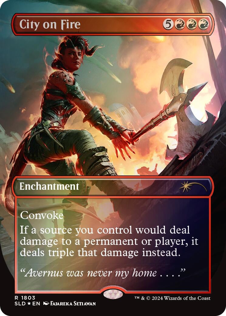 Image for City on Fire (Rainbow Foil) (1803) [Secret Lair Drop Series] - Magic: The Gathering