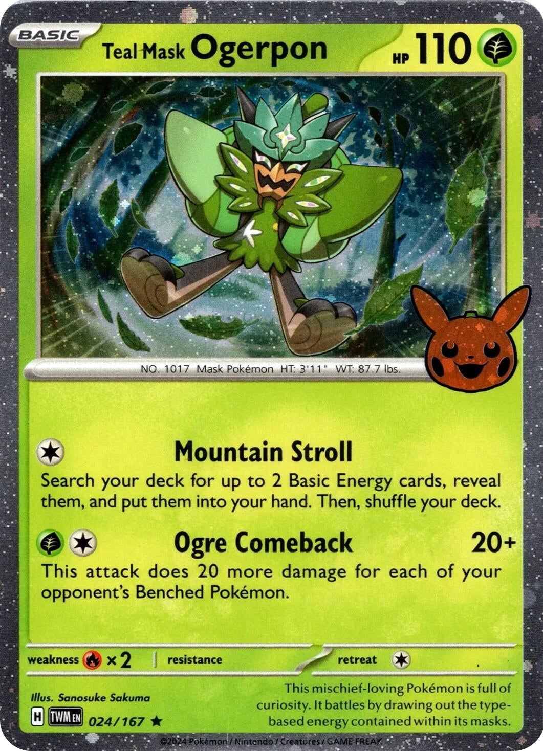 Image for Teal Mask Ogerpon (Cosmos Holo) (024/167) [Trick or Trade BOOster Bundle 2024] - Pokemon
