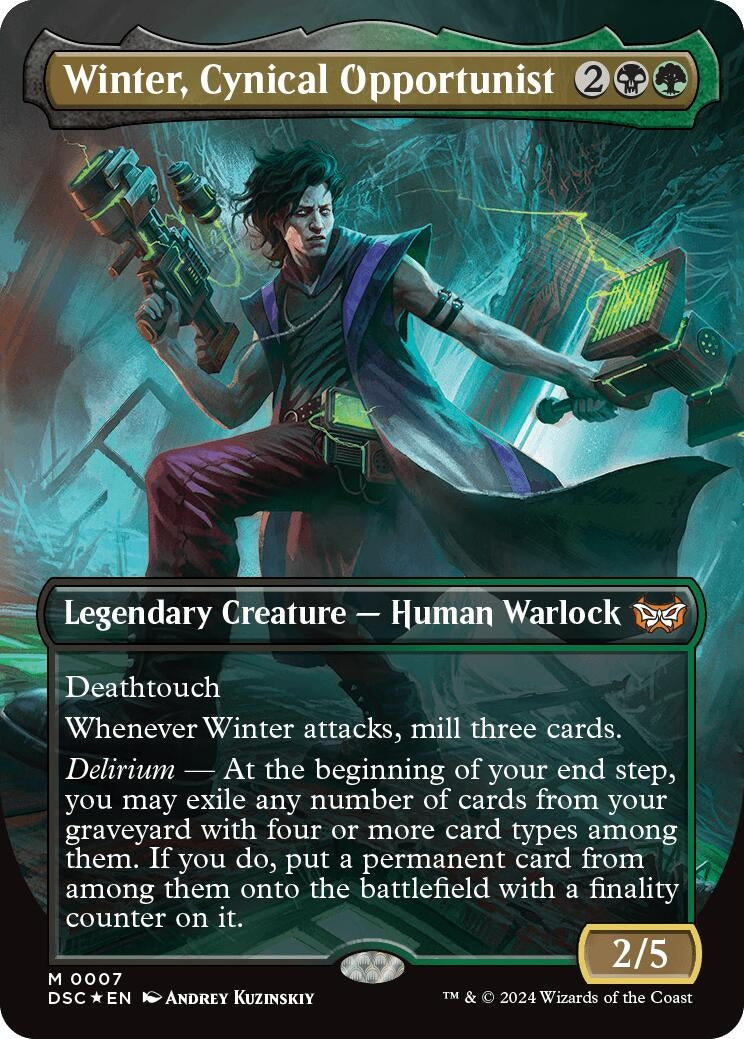Image for Winter, Cynical Opportunist (Borderless) (7) [Duskmourn: House of Horror] - Magic: The Gathering