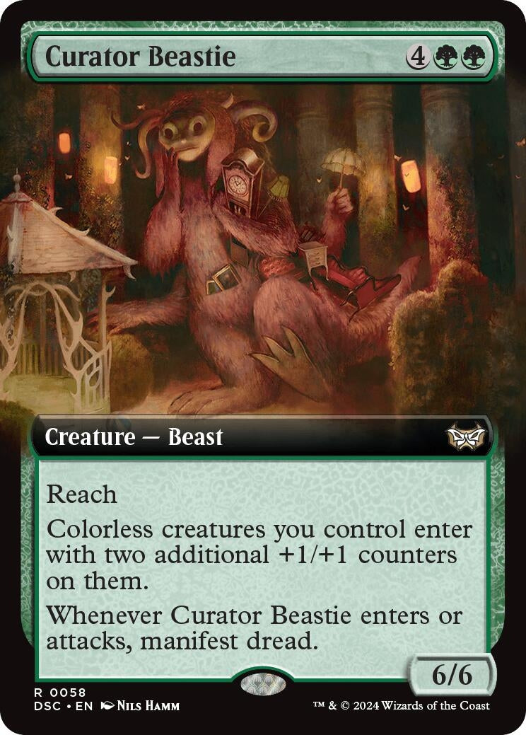 Image for Curator Beastie (Extended Art) (58) [Duskmourn: House of Horror] - Magic: The Gathering