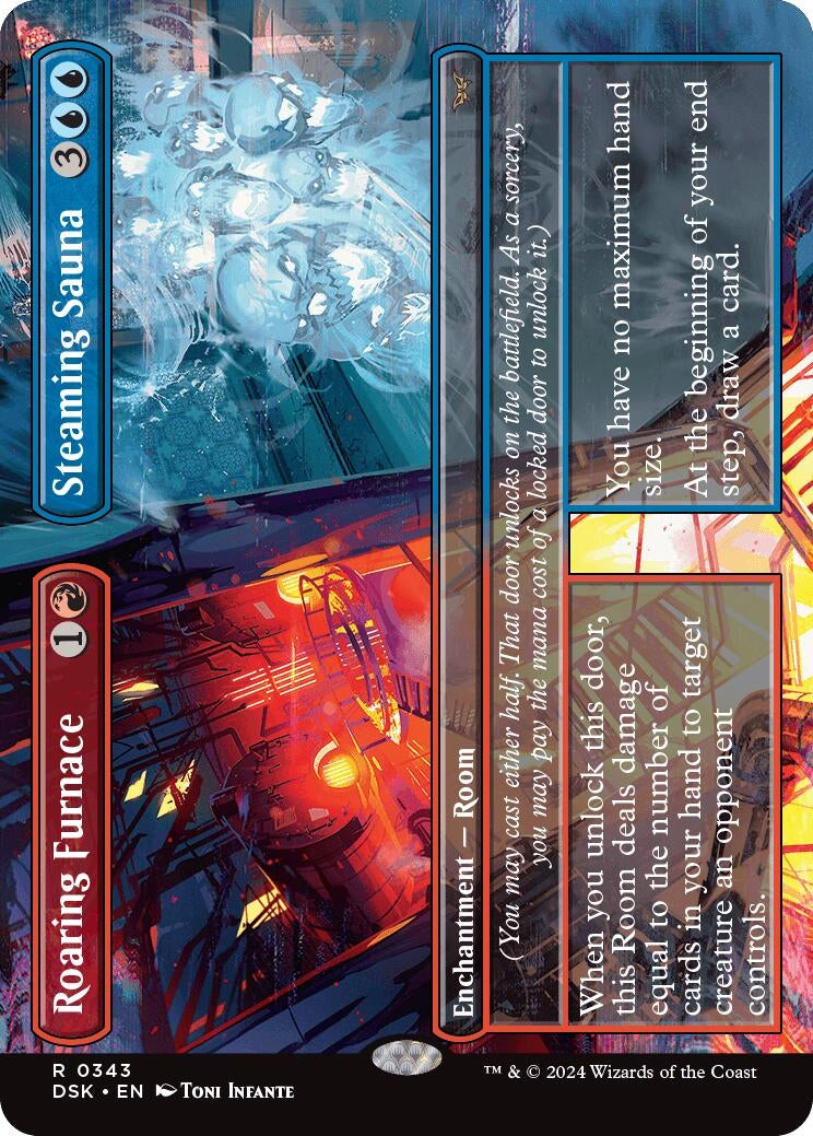 Image for Roaring Furnace // Steaming Sauna (Borderless) (343) [Duskmourn: House of Horror] - Magic: The Gathering