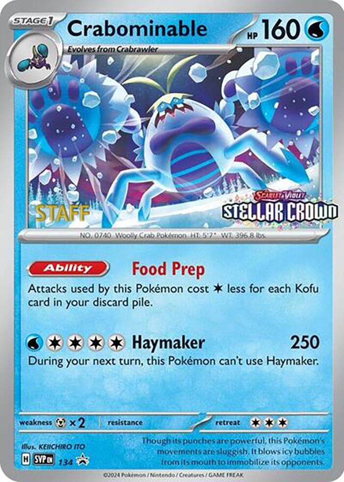 Image for Crabominable - 134 (Prerelease) [Staff] (134/142) [SV: Scarlet & Violet Promo Cards] - Pokemon
