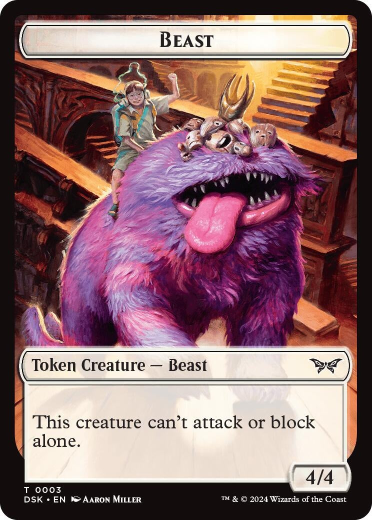 Image for Beast // Manifest Double-Sided Token (3 // 18) [Duskmourn: House of Horror] - Magic: The Gathering