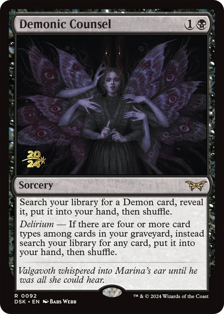 Image for Demonic Counsel (92) [Prerelease Cards] - Magic: The Gathering