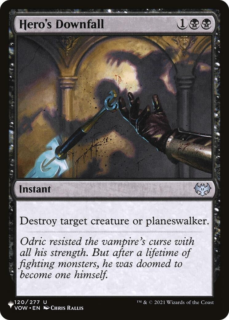 Image for Hero's Downfall (120/277) [The List Reprints] - Magic: The Gathering