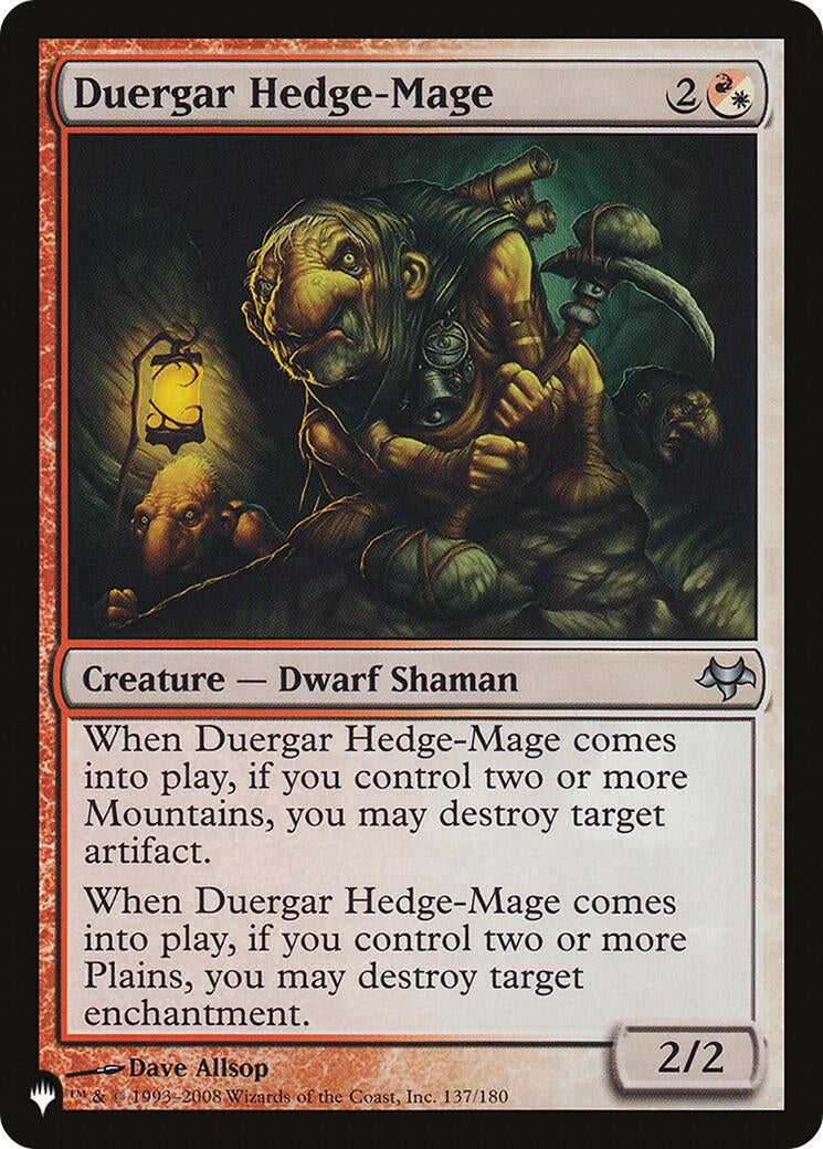 Image for Duergar Hedge-Mage (137/180) [The List Reprints] - Magic: The Gathering