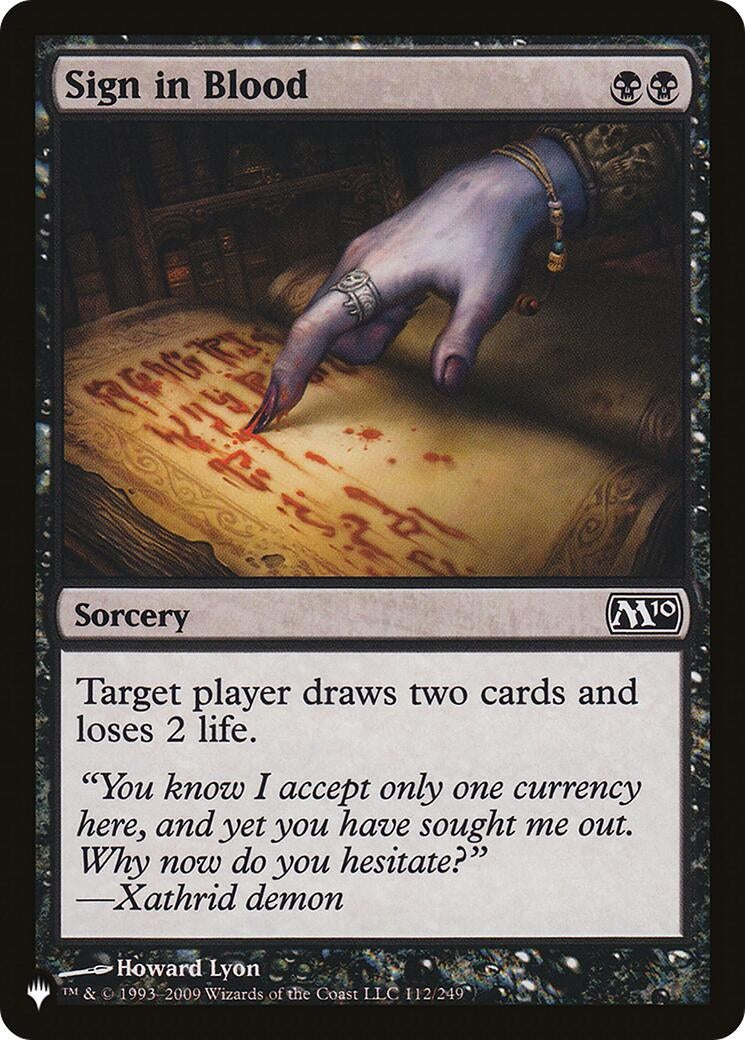 Image for Sign in Blood (M10) (112/249) [The List Reprints] - Magic: The Gathering