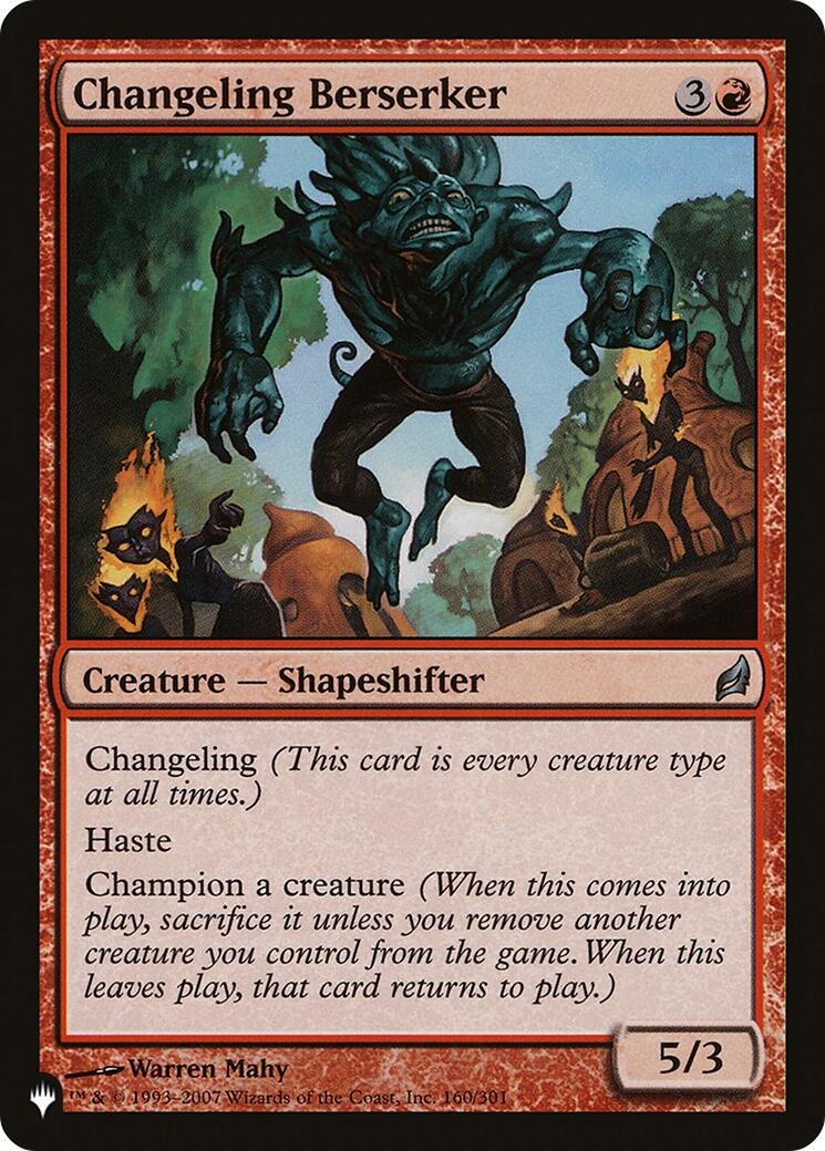 Image for Changeling Berserker (160/301) [The List Reprints] - Magic: The Gathering