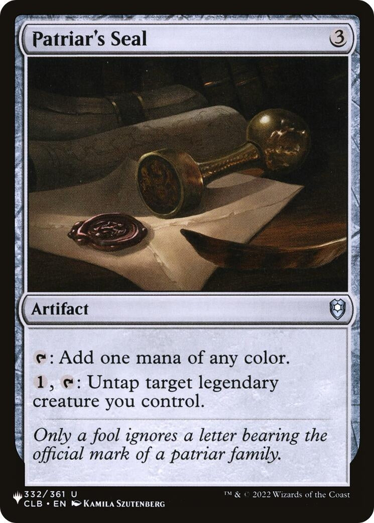 Image for Patriar's Seal (332/361) [The List Reprints] - Magic: The Gathering