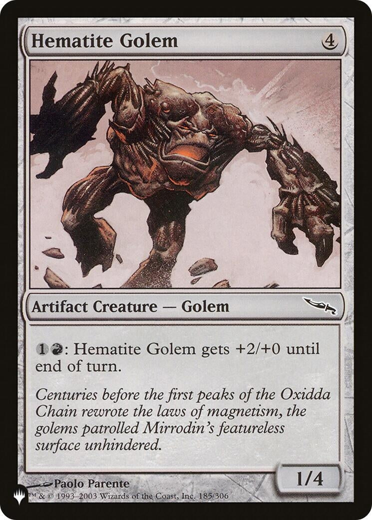 Image for Hematite Golem (185/306) [The List Reprints] - Magic: The Gathering