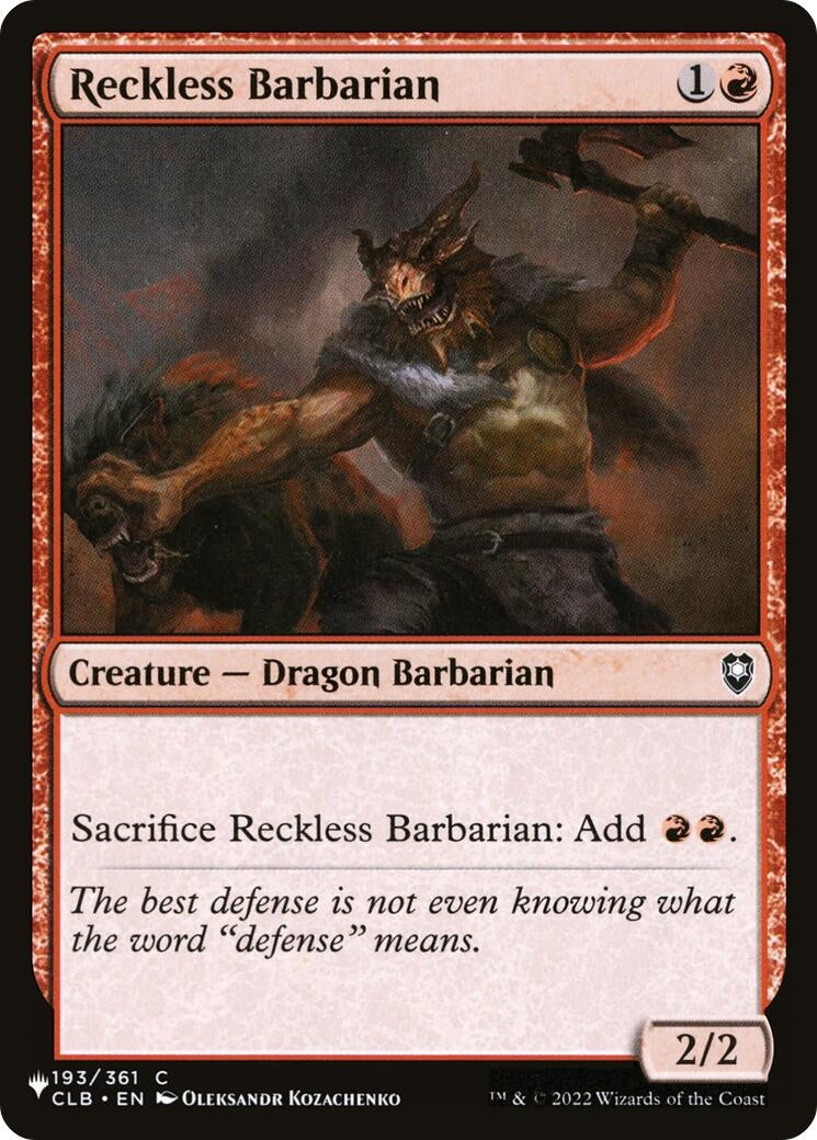 Image for Reckless Barbarian (193/361) [The List Reprints] - Magic: The Gathering