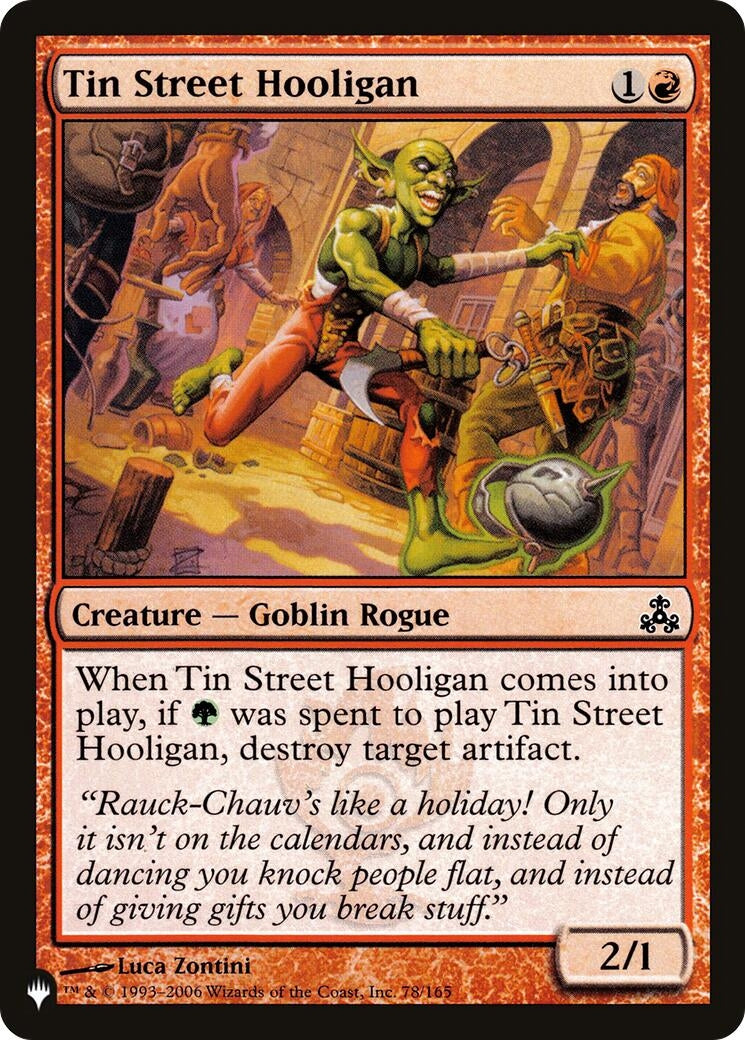 Image for Tin Street Hooligan (78/165) [The List Reprints] - Magic: The Gathering
